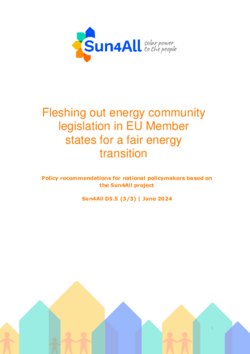 Policy brief: Fleshing out energy community legislation in EU Member states for a fair energy transition